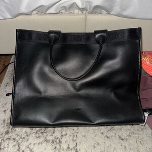 DKNY Black Leather Tote Bag